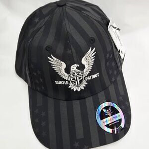 NWT SUBTLE PATRIOT BUCKLE HAT BLACK/WHITE STARS & STRIPES PATRIOTIC OSFA $30